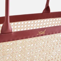 Discount Kith Women Kaden Cane Straw Tote Canvas