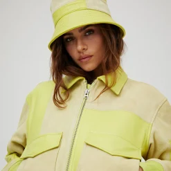 Cheap Kith Women Leather Patchwork Bucket Hat Acid Rain