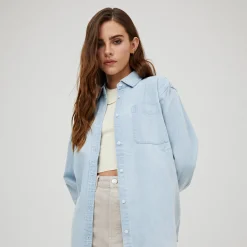Fashion Kith Women Ora Ii Denim Shirt Hayden Light Wash