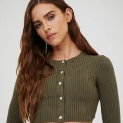 Hot Kith Women Yvette Ii Cropped Cardigan Moss