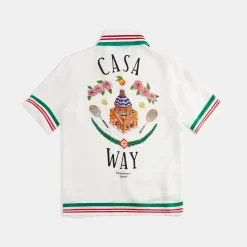 Clearance Casablanca Knitted Casa Way Collar Shirt White