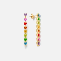 Cheap Yvonne Leon L Amour Mini Heart Long Earrings Yellow Gold / Multi
