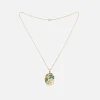 Shop Yvonne Leon Lamour A La Page Palm Necklace Yellow Gold / Green / Orange