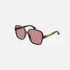 Best Gucci Large Square Acetate Sunglasses Grey