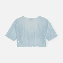 Cheap Ganni Light Sequin Blouse Ice Water