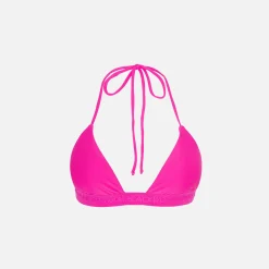 Discount Brandon Blackwood Logo Halter Bikini Top Hot Pink
