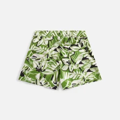 Sale Palm Angels Macro Hibiscus Swim Shorts Green / White