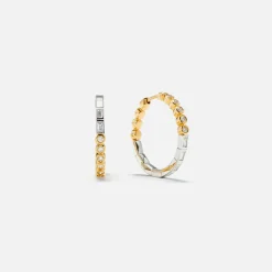 Online Yvonne Leon Maxi Creoles Riviere Baguette Hoop Earrings Yellow / White Gold