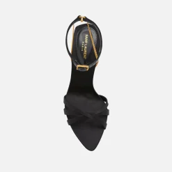 Online Saint Laurent Melody Sandal Chain Crepe Satin Black
