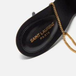 Online Saint Laurent Melody Sandal Chain Crepe Satin Black