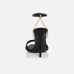 Discount Saint Laurent Melody Sandal Chain Crepe Satin Black