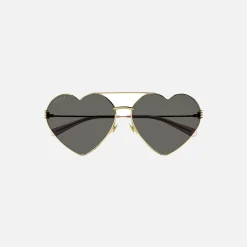 Outlet Gucci Metal Heart Aviator Frame Endura Gold / Grey