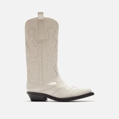 Hot Ganni Mid Shaft Embroidered Western Boot Egret