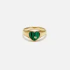 Flash Sale Yvonne Leon Mini Chevaliere Coeur Couleur Yellow Gold / Green