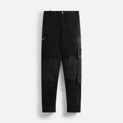 Shop Stone Island Mix Fabric Garment Dyed Pant Black