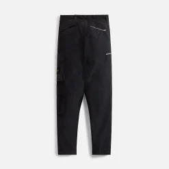 Shop Stone Island Mix Fabric Garment Dyed Pant Black