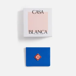 Cheap Casablanca Monogram Leather Card Holder Blue