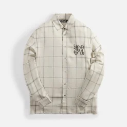 New Palm Angels Monogram Shirt Long Sleeve Beige Black