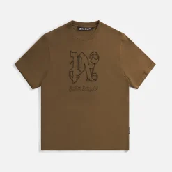 Clearance Palm Angels Monogram Statement Tee Brown / Black