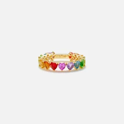 Cheap Yvonne Leon Multi Heart Ring Yellow Gold / Rainbow