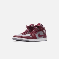Shop Jordan Nike Air1 Mid Cherrywood Red / White / Cement Grey
