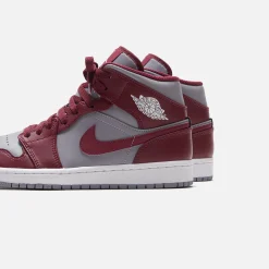 Shop Jordan Nike Air1 Mid Cherrywood Red / White / Cement Grey