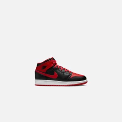 Cheap Jordan Nike Grade School Air1 Mid Black / Fire Red / White