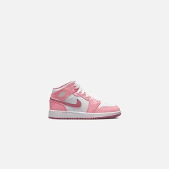 Fashion Jordan Nike Grade School Air1 Mid Coral Chalk / Desert Berry / White
