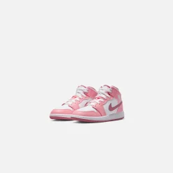 Fashion Jordan Nike Grade School Air1 Mid Coral Chalk / Desert Berry / White