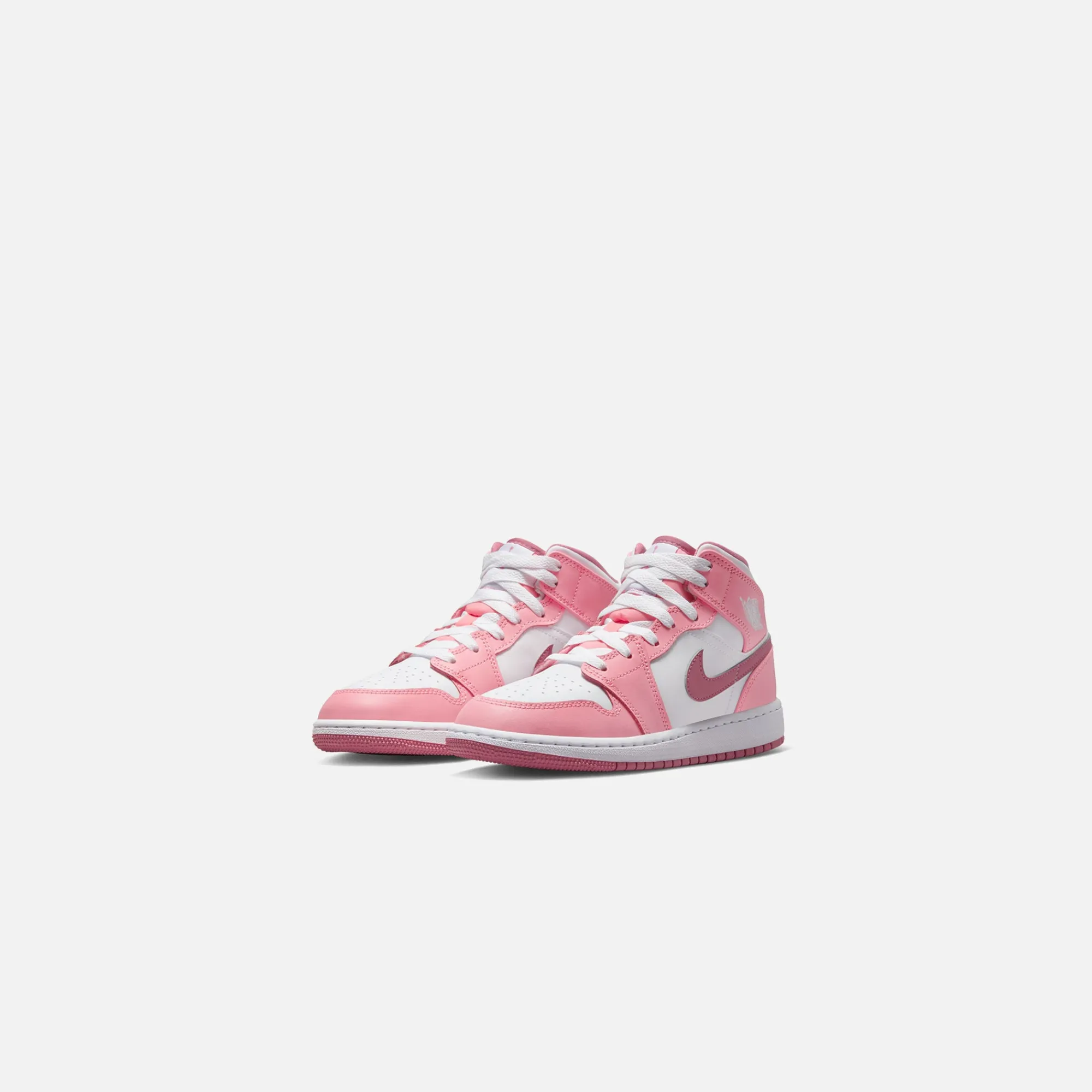 Fashion Jordan Nike Grade School Air1 Mid Coral Chalk / Desert Berry / White