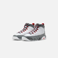 Shop Jordan Nike Grade School Air9 Retro White / Fire Red / Grey