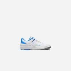 Shop Jordan Nike Grade School Air2 Retro Low White / University Blue / Cement Grey