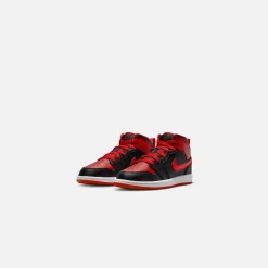 New Jordan Nike Pre-School Air1 Mid Black / Fire Red / White