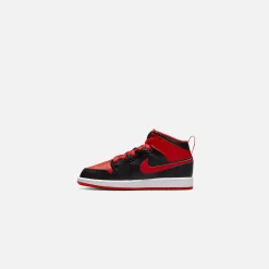New Jordan Nike Pre-School Air1 Mid Black / Fire Red / White