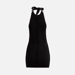 Best Sami Miro Vintage Open Seam Low Back Halter Dress Black