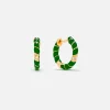 New Yvonne Leon Paire De Creoles Mini Torsade Couleur Hoop Earring Yellow Gold / Green