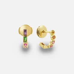 Shop Yvonne Leon Paire De Creoles Riviere Baguettes Clos Earrings Rainbow