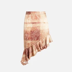 Shop Kim Shui Paisley Ruffle Skirt Brown