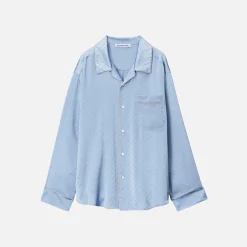 Shop T by Alexander Wang Pajama Long Sleeve Shirt Blue Bells