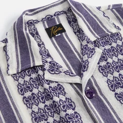 Flash Sale Needles Papillon Stripe Dobby Jacquard Cabana Shirt White