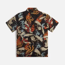 Hot Maharishi Peace Cranes Camp-Collar Shirt Black