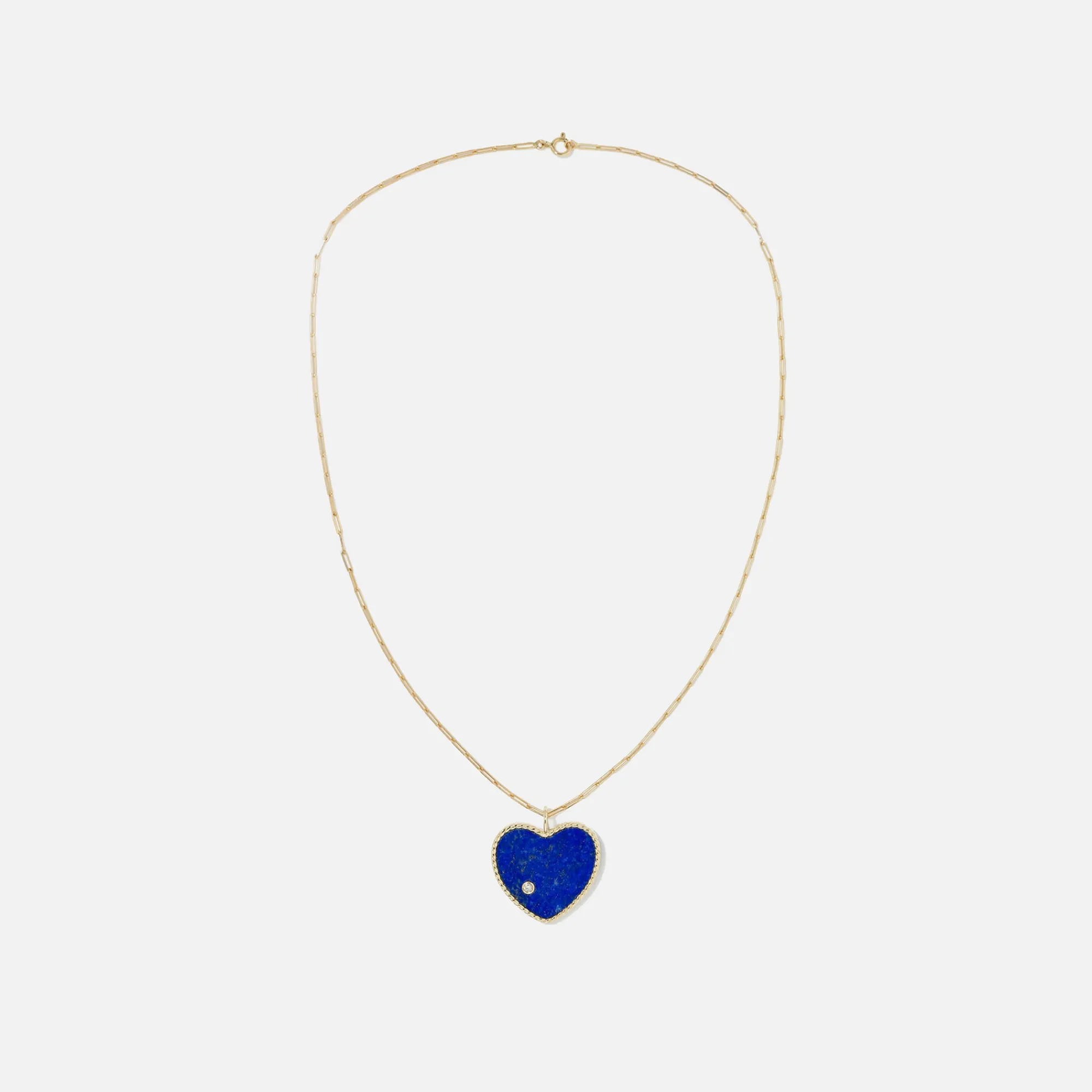 Discount Yvonne Leon Pendentif Maxi Coeur Malachite Lapis Biface Yellow Gold / Green / Blue