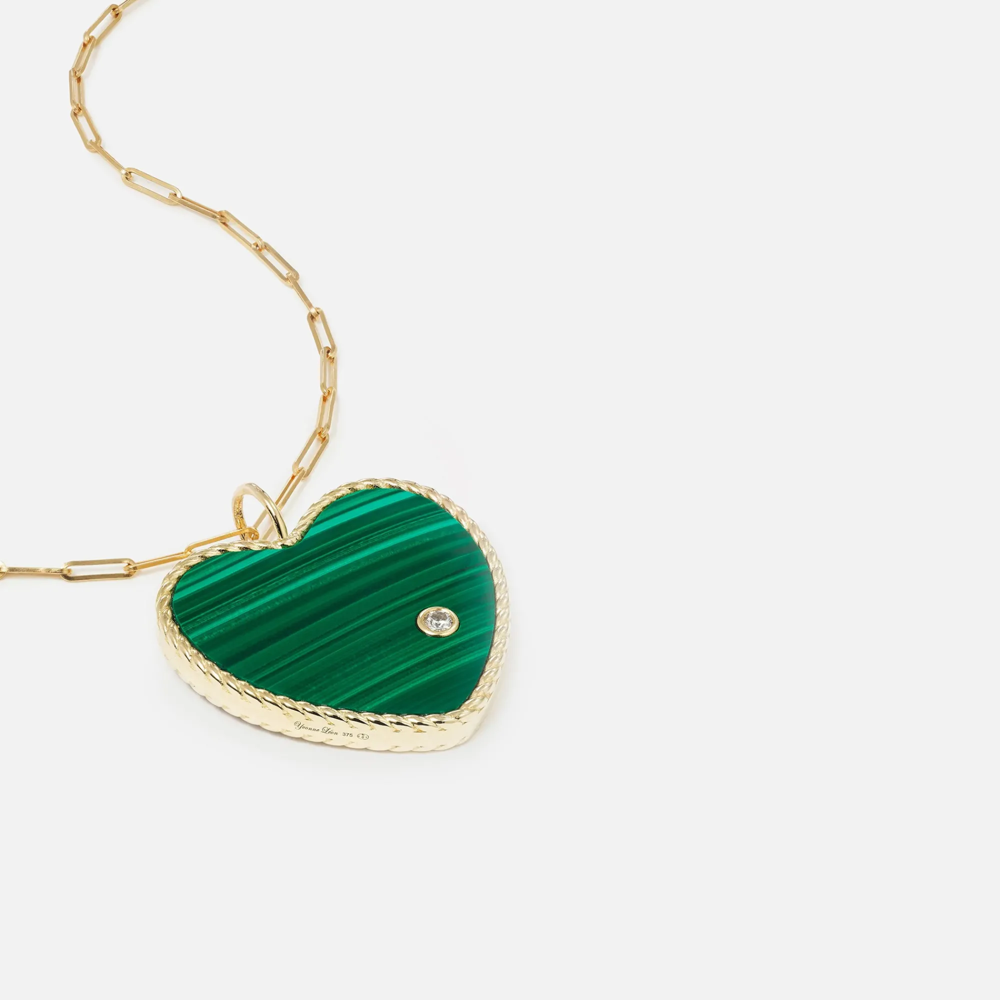 Discount Yvonne Leon Pendentif Maxi Coeur Malachite Lapis Biface Yellow Gold / Green / Blue