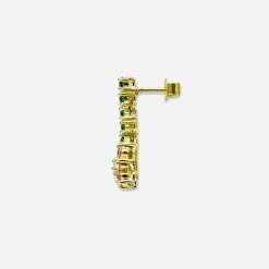 Online VEERT Pink & Green Flower Earrings Yellow Gold