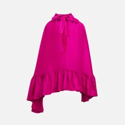Best Azeeza Plath Raw Silk Top Magenta