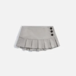 Discount Danielle Guizio Pleated Micro Mini Skirt Light Grey Plaid
