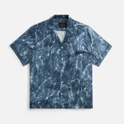 Best Sale Stampd Printed Camp Collar Buttondown Ocean Marble