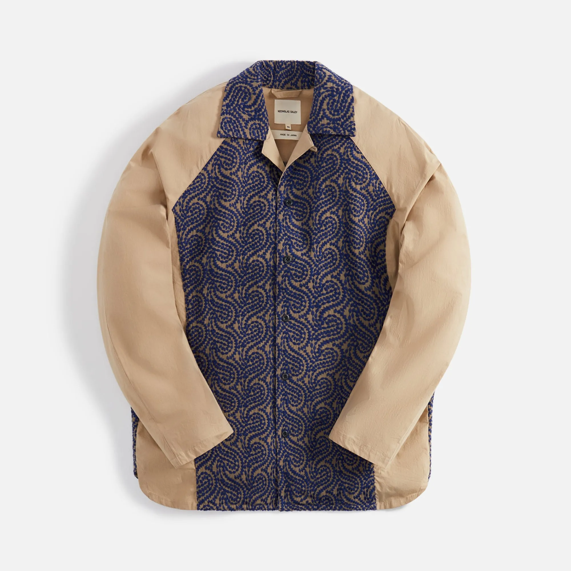 Discount Nicholas Daley Raglan Embroidery Shirt Beige / Navy