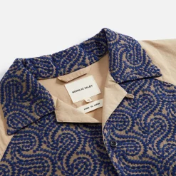 Discount Nicholas Daley Raglan Embroidery Shirt Beige / Navy