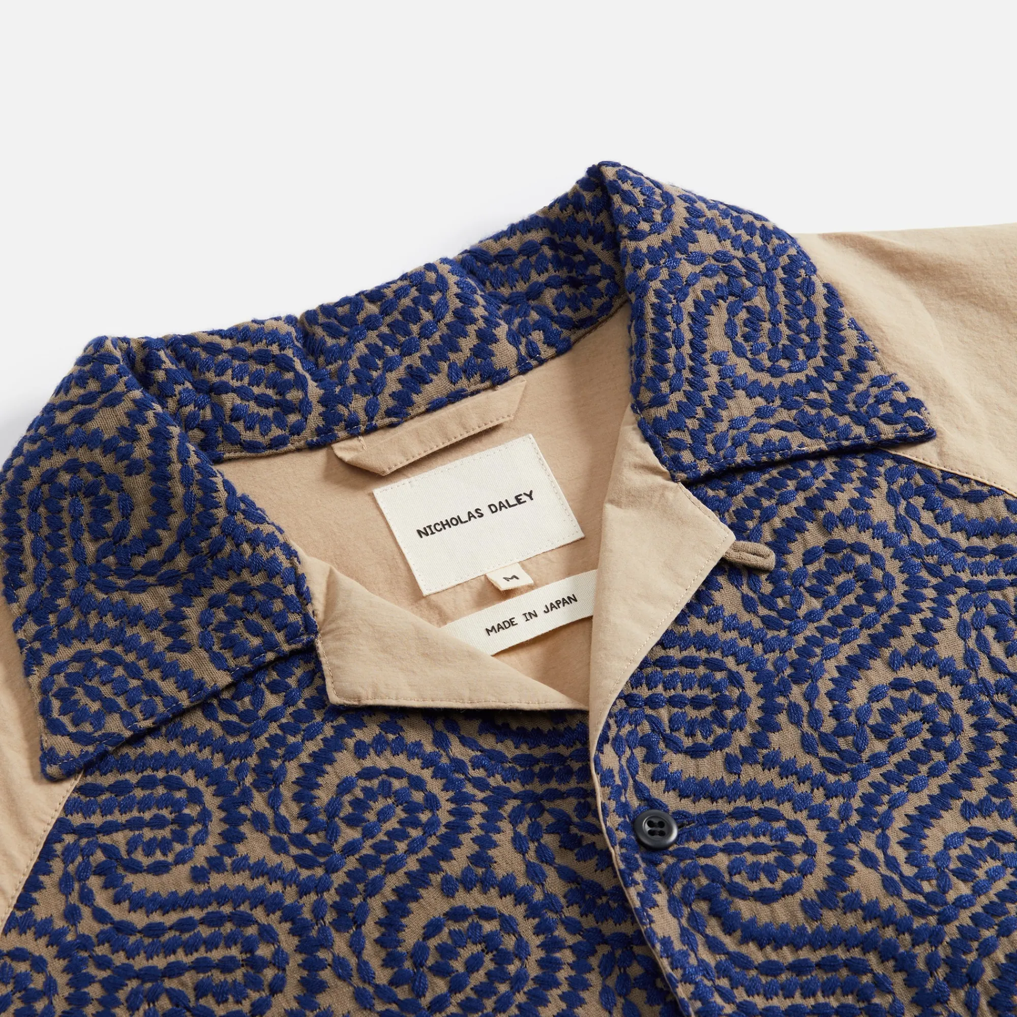 Discount Nicholas Daley Raglan Embroidery Shirt Beige / Navy
